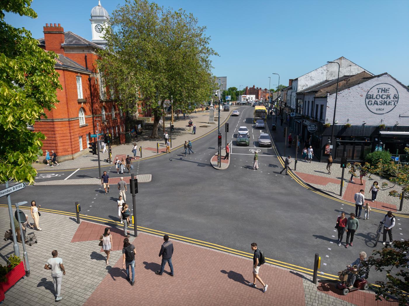 Visualisation of School Road East under the proposed Sale Town Centre Improvement Project.